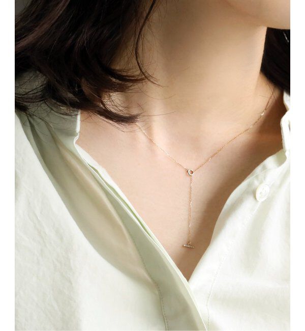 Lilas by Spick&Span「※Tバーダイヤライン50cmネックレスK10」|ネックレス|ゴールド