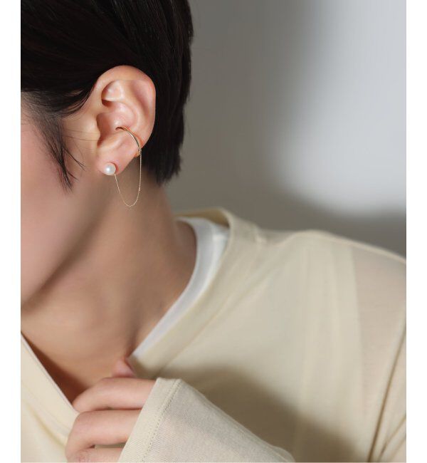 Lilas by Spick&Span「アコヤパールピアスチェーンイヤーカフ K10（片耳）」|ピアス|ゴールド