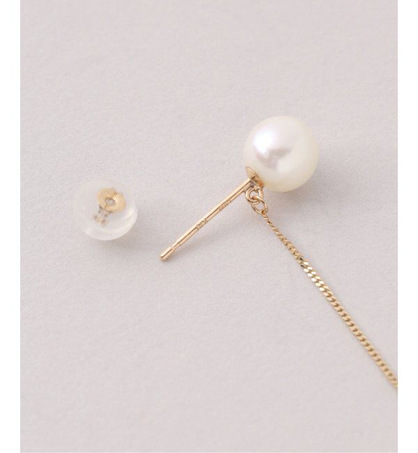 Lilas by Spick&Span「アコヤパールピアスチェーンイヤーカフ K10（片耳）」|ピアス|