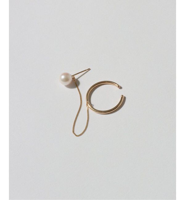 Lilas by Spick&Span「アコヤパールピアスチェーンイヤーカフ K10（片耳）」|ピアス|
