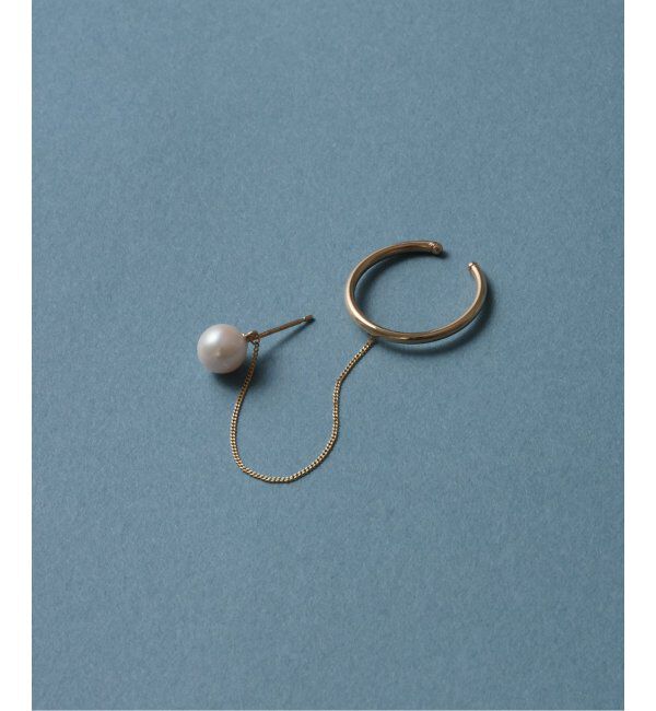 Lilas by Spick&Span「アコヤパールピアスチェーンイヤーカフ K10（片耳）」|ピアス|