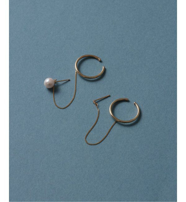 Lilas by Spick&Span「アコヤパールピアスチェーンイヤーカフ K10（片耳）」|ピアス|