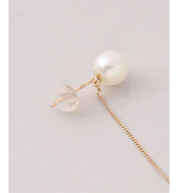 Lilas by Spick&Span「アコヤパールピアスチェーンイヤーカフ K10（片耳）」|ピアス|