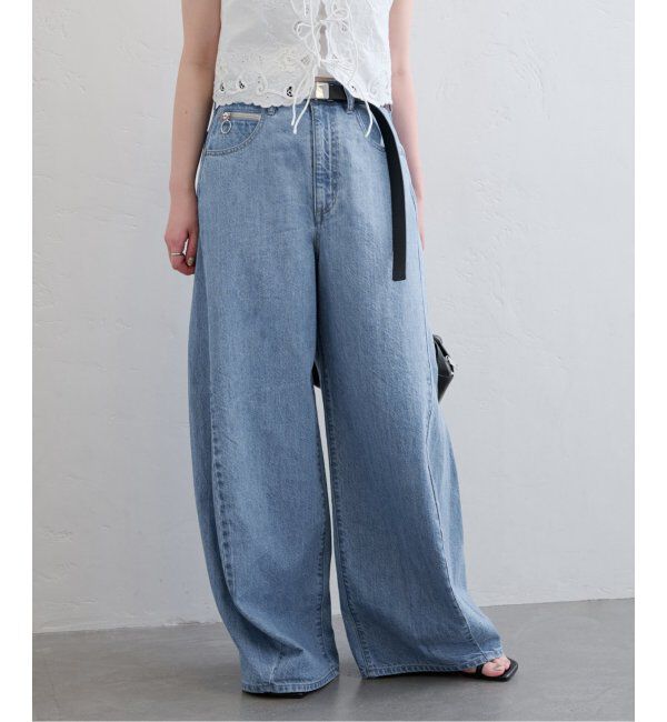 U by SPICK&SPAN「フローストルーズバレルレッグデニム」|デニム|ブルー A