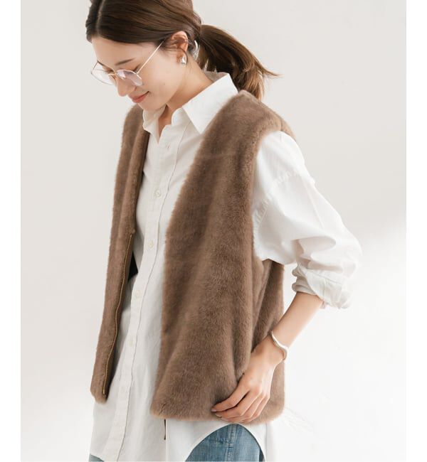 FRAMeWORK「フェイクファーライナーベスト」|ダウンベスト・ベスト|