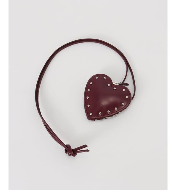 FRAMeWORK「JANE SMITH/ジェーンスミス COW LEATHER STUDS HEART COIN」|ポーチ|ボルドー