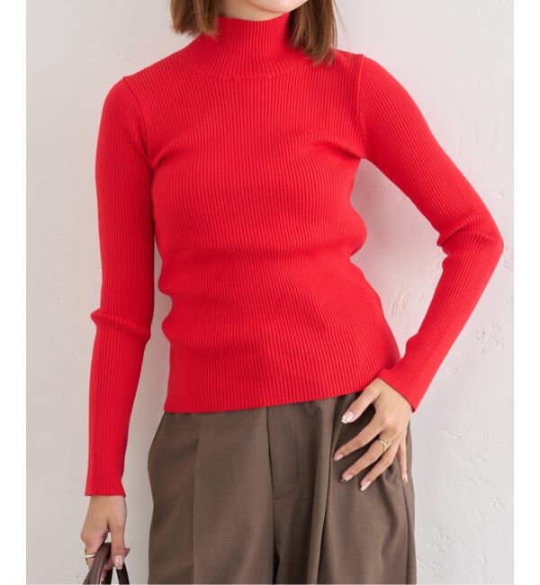 U by SPICK&SPAN「《追加》リブタートルニット」|ニット・セーター|レッド
