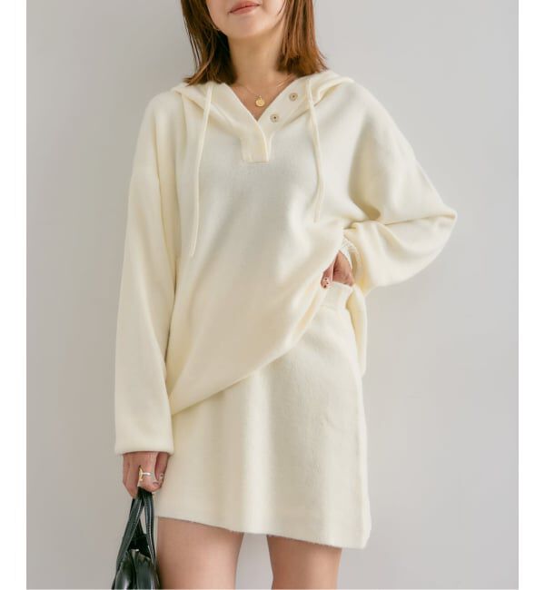 U by SPICK&SPAN「FLUFFYニットミニスカート」|スカート|ホワイト