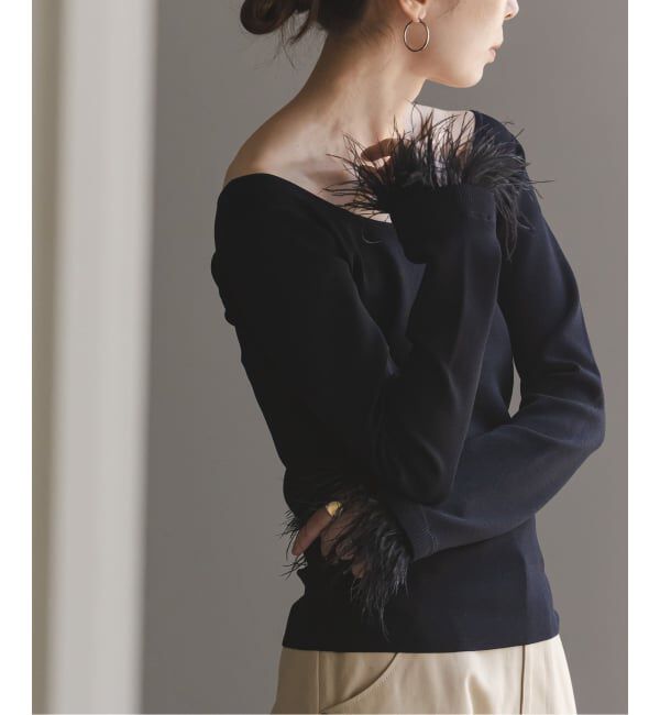 NOBLE「オーストリッチカフスタイトニット」|ニット・セーター|ブラック