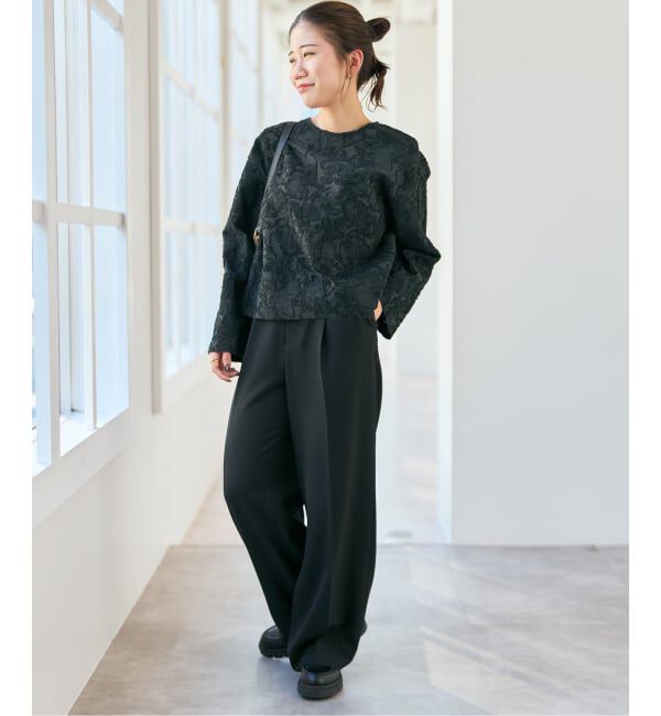 Spick and Span「フラワージャガード クルーネックブラウス」|シャツ・ブラウス|