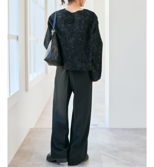 Spick and Span「フラワージャガード クルーネックブラウス」|シャツ・ブラウス|