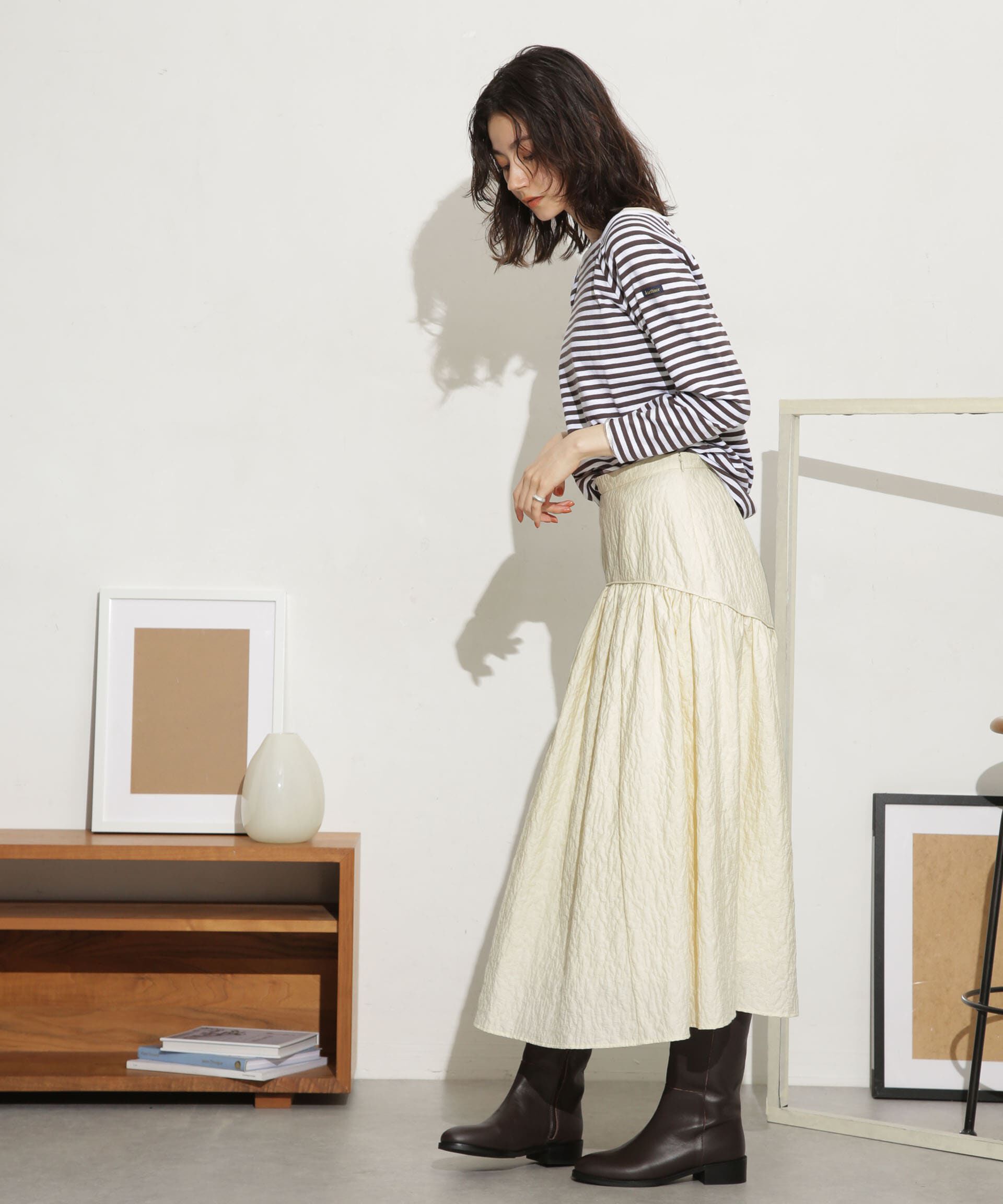 nano･universe「ふくれジャガードボリュームギャザースカート」|スカート|