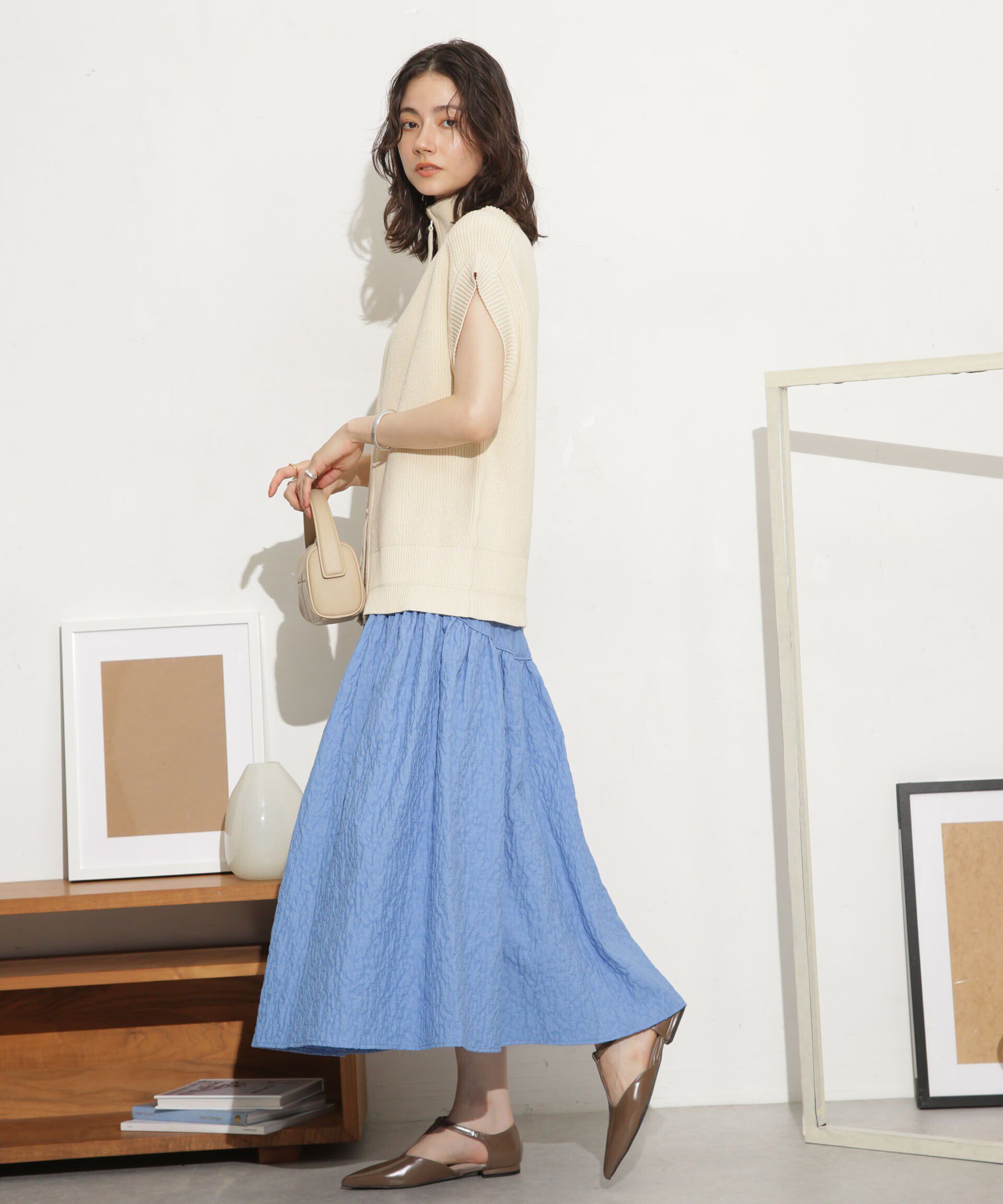 nano･universe「ふくれジャガードボリュームギャザースカート」|スカート|