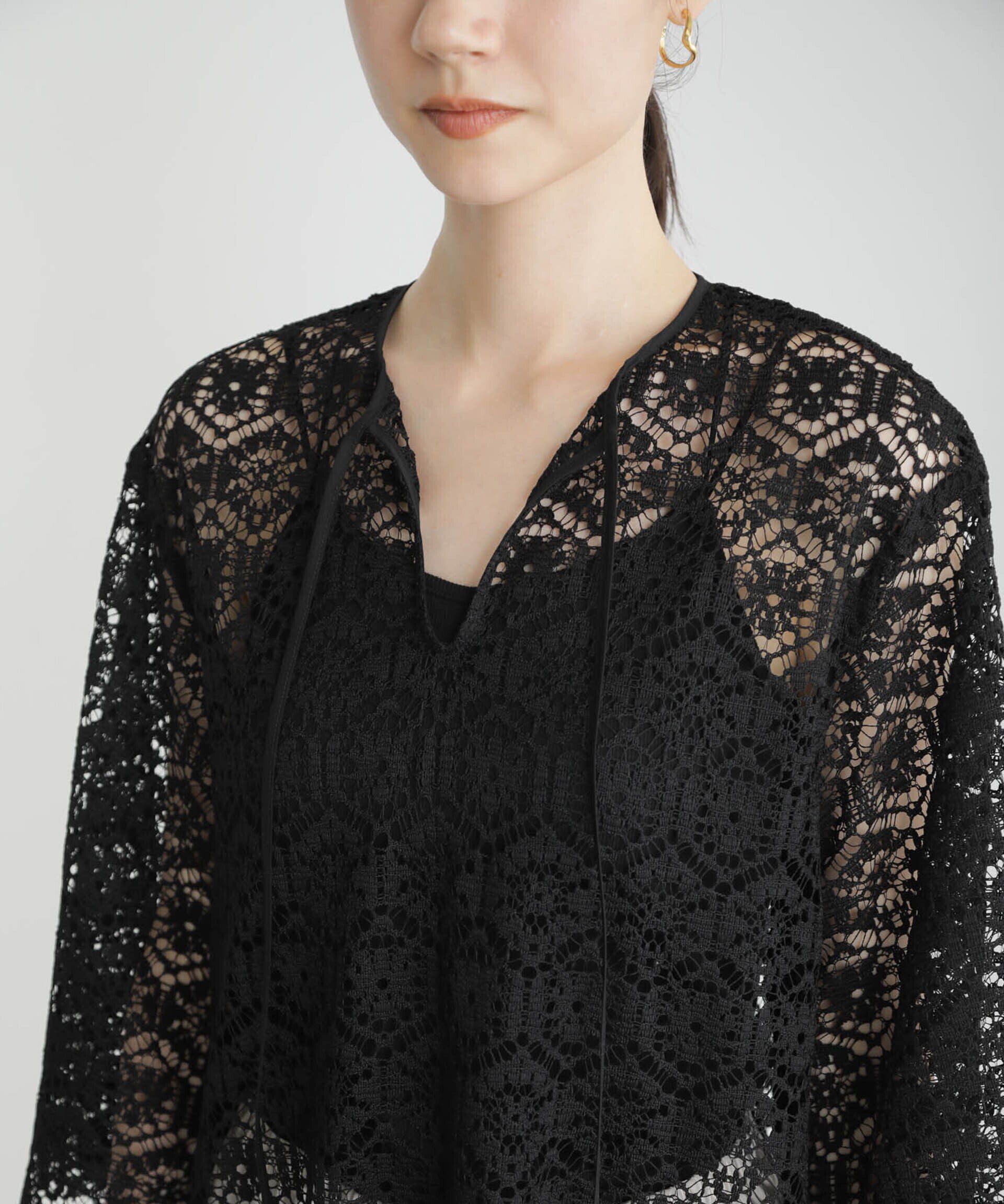 nano･universe「クロシェタイルレースチュニックブラウス(セットアップ可)」|シャツ・ブラウス|