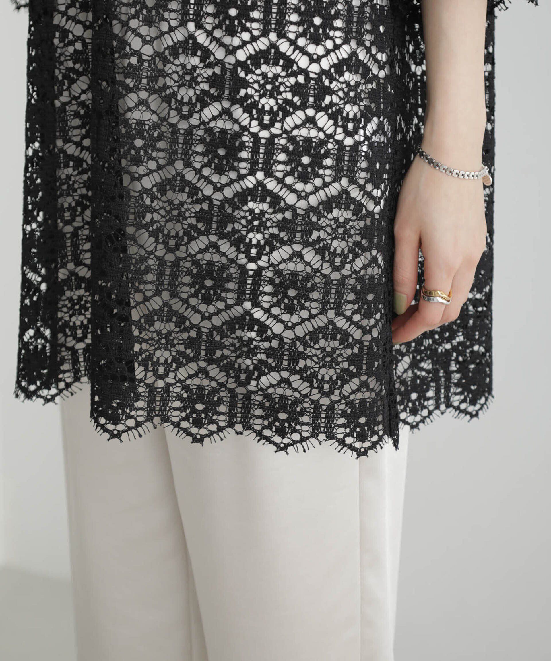 nano･universe「クロシェタイルレースチュニックブラウス(セットアップ可)」|シャツ・ブラウス|