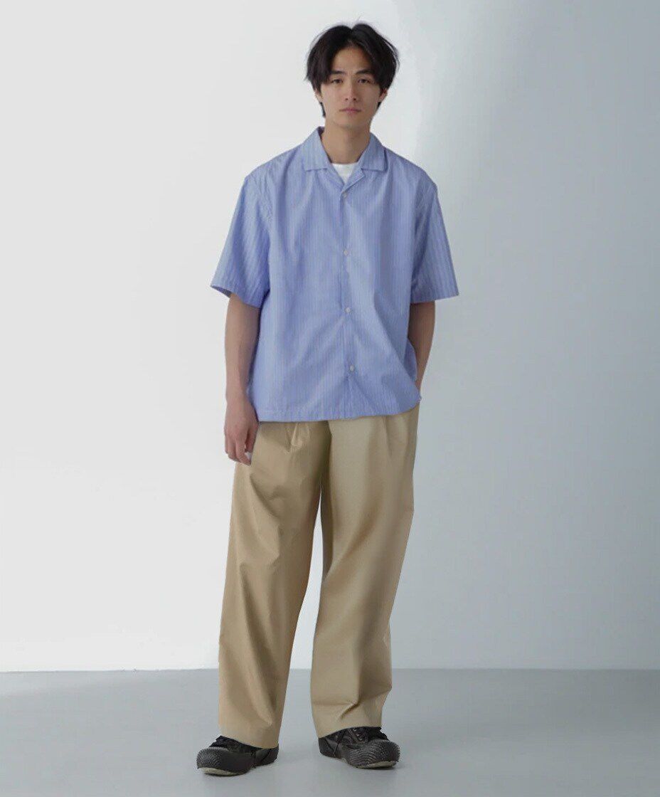 nano･universe「ストライプコンビ ハーフスリーブシャツ」|シャツ・ブラウス|