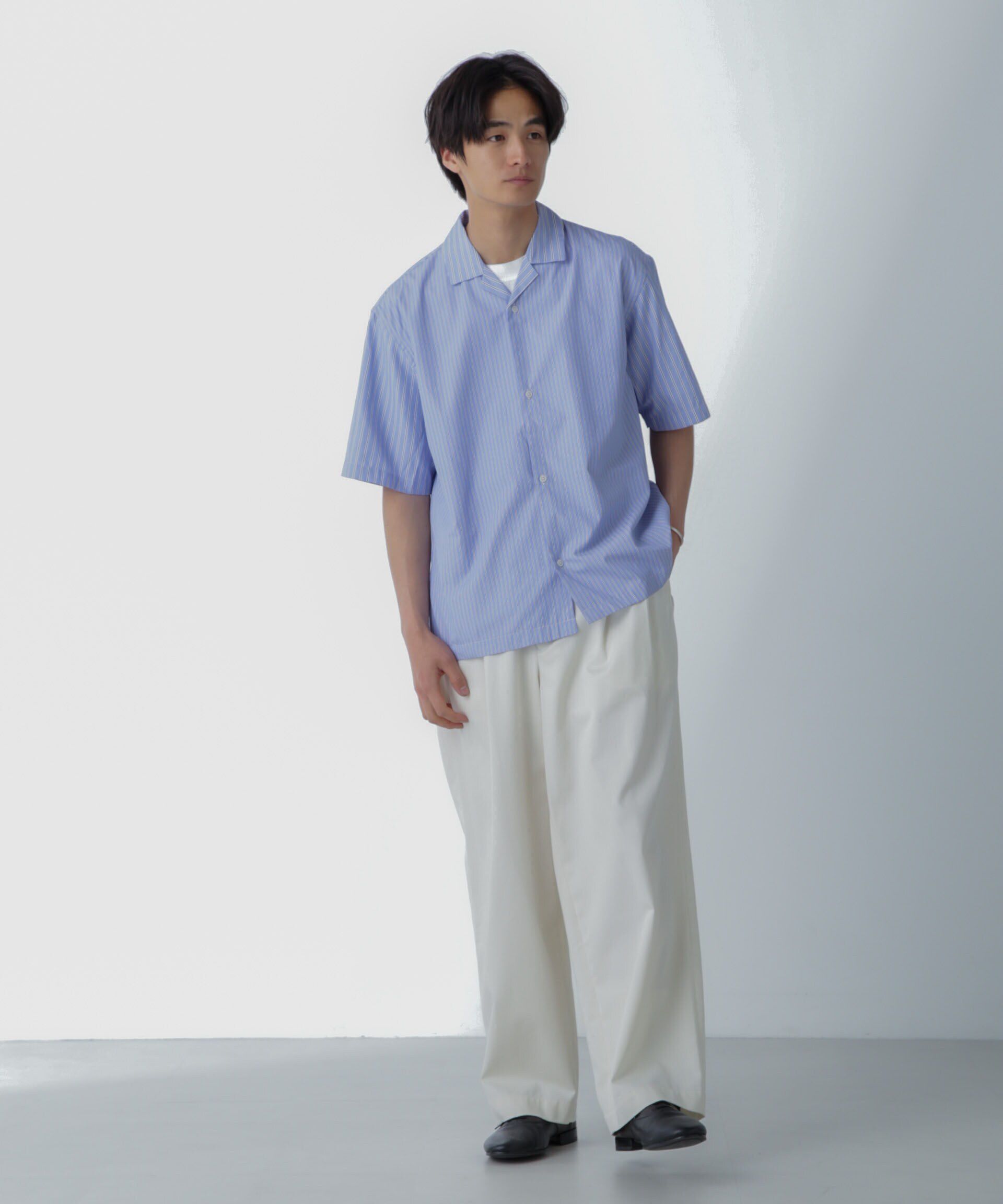 nano･universe「ストライプコンビ ハーフスリーブシャツ」|シャツ・ブラウス|