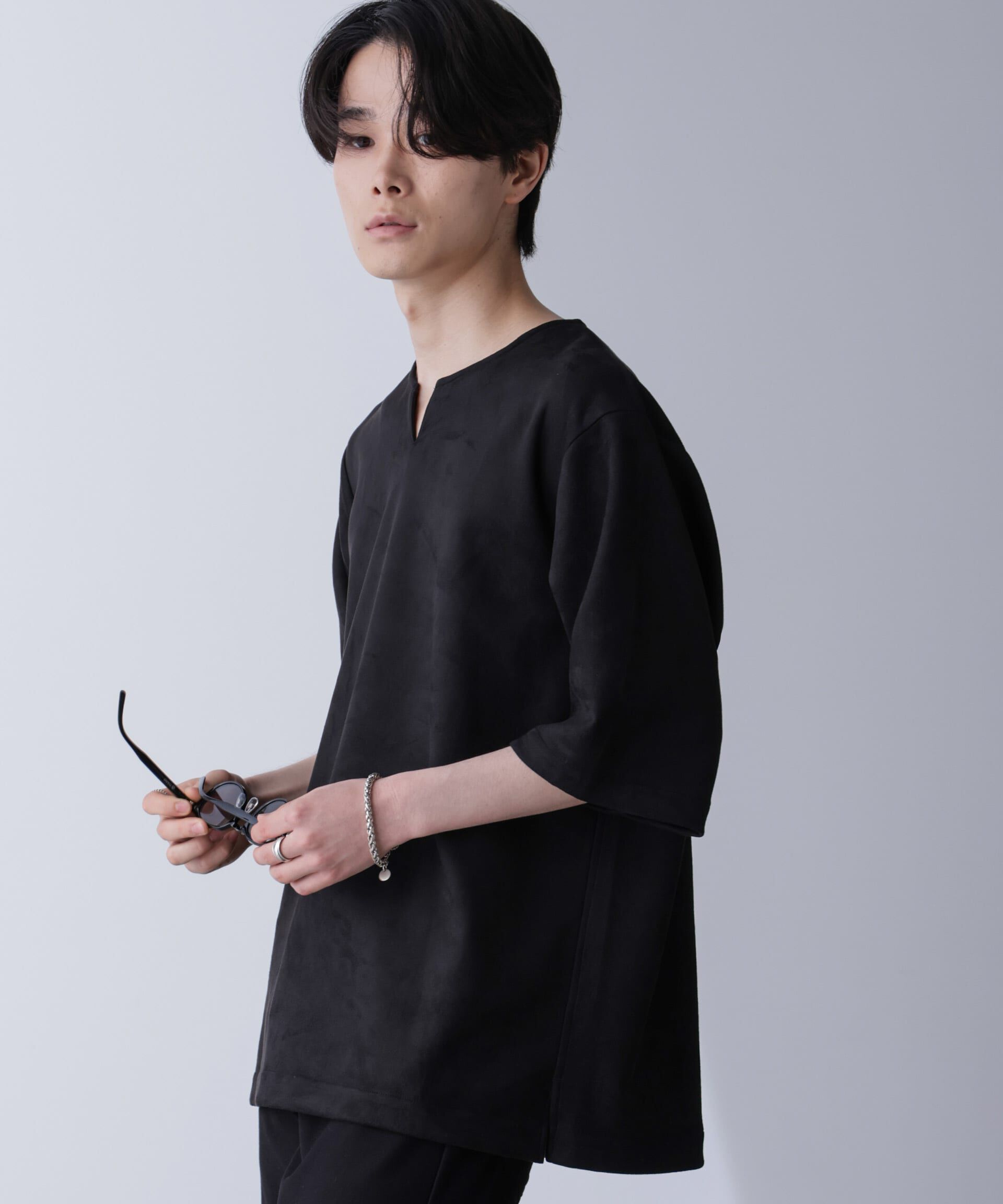 nano･universe「フェイクスエードリラックスTシャツ 半袖」|Tシャツ・カットソー|