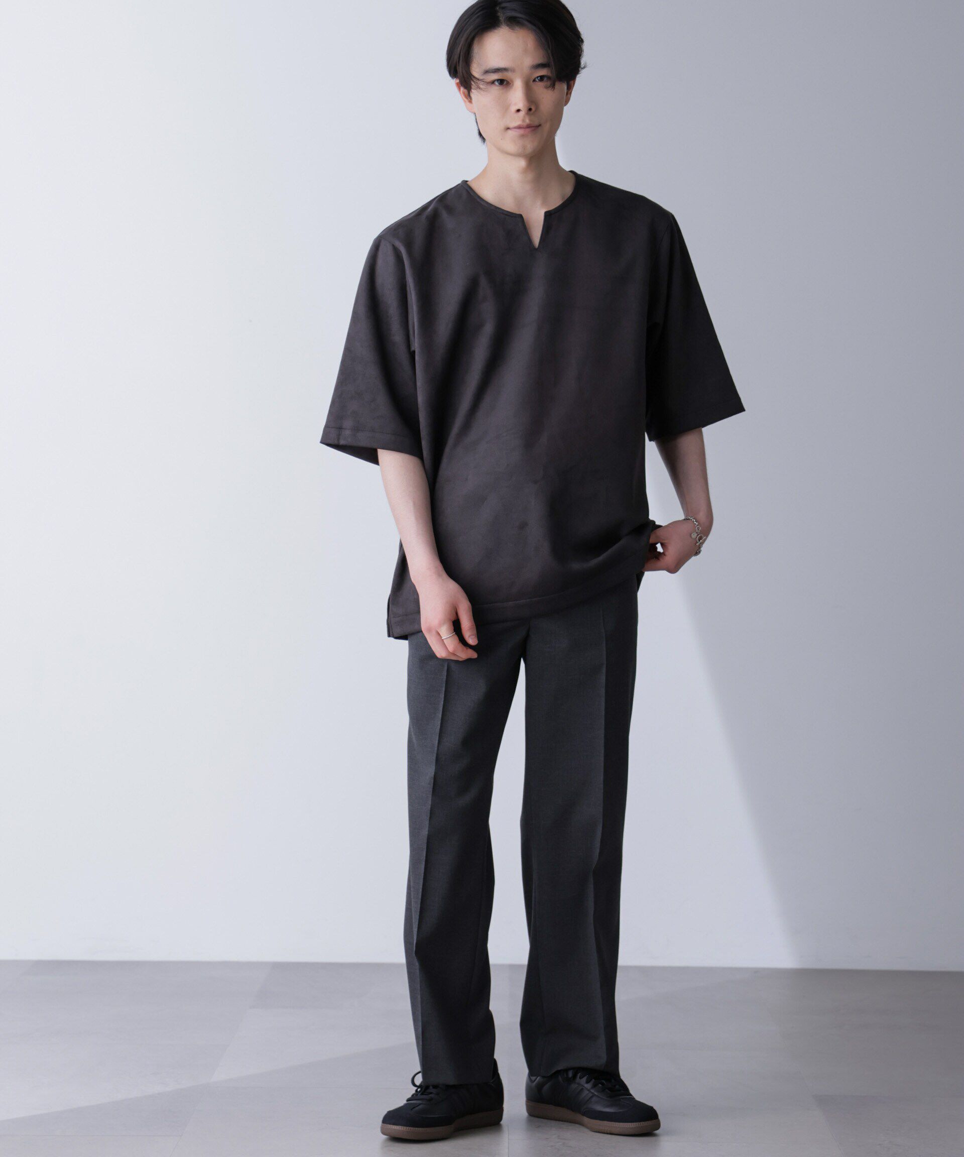 nano･universe「フェイクスエードリラックスTシャツ 半袖」|Tシャツ・カットソー|