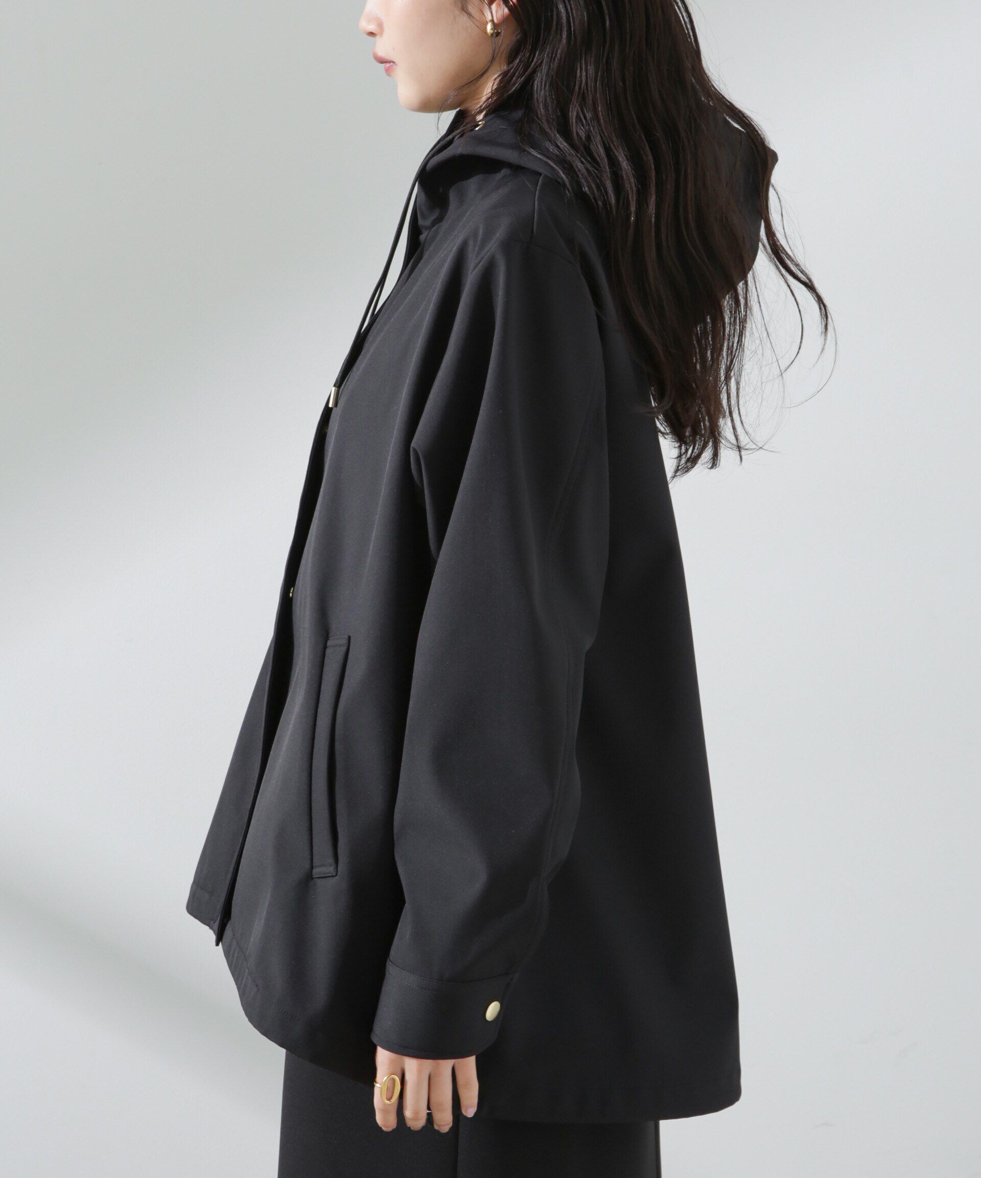 nano･universe「撥水＆花粉ガード フードブルゾン」|ブルゾン・スタジャン|