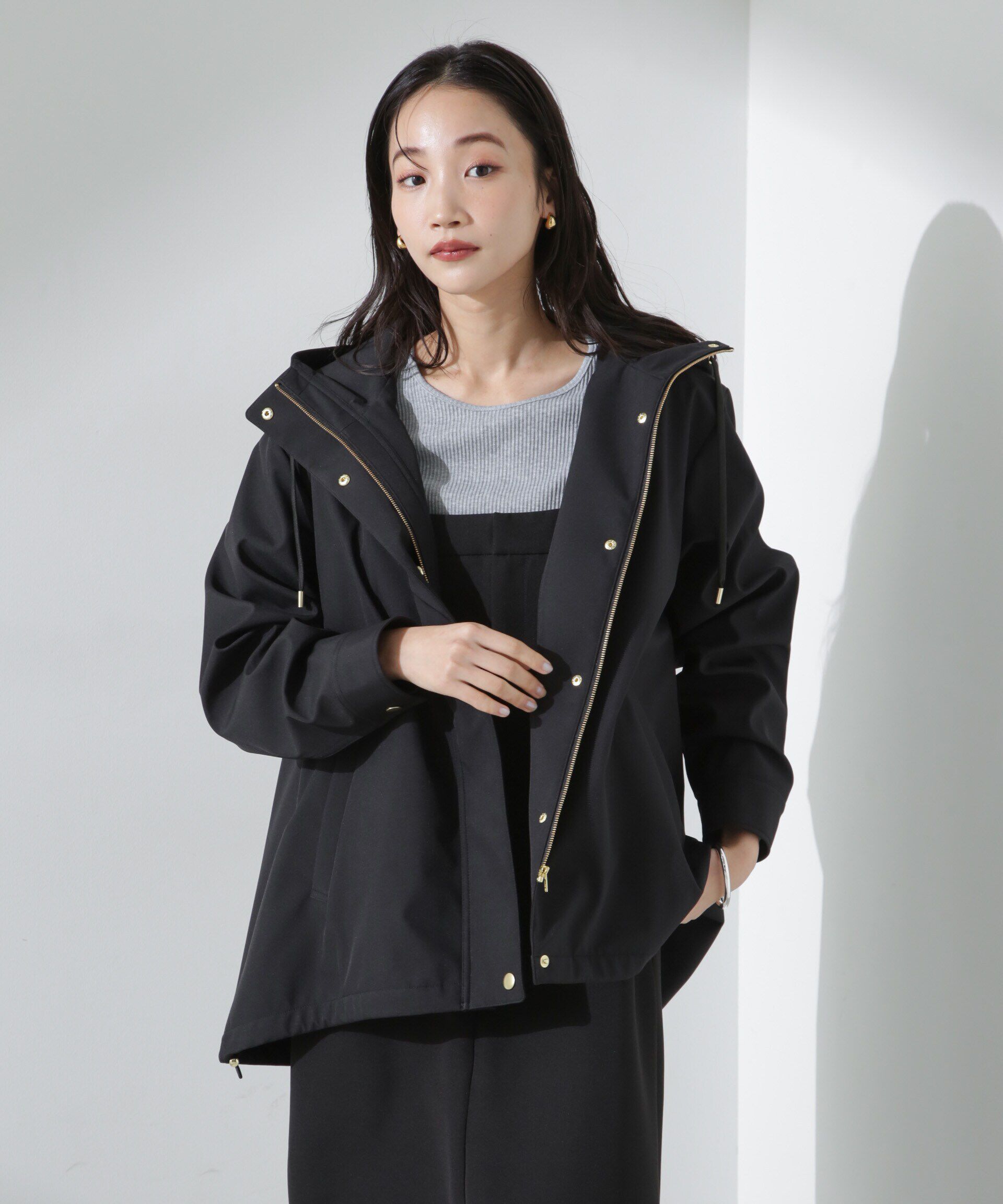 nano･universe「撥水＆花粉ガード フードブルゾン」|ブルゾン・スタジャン|