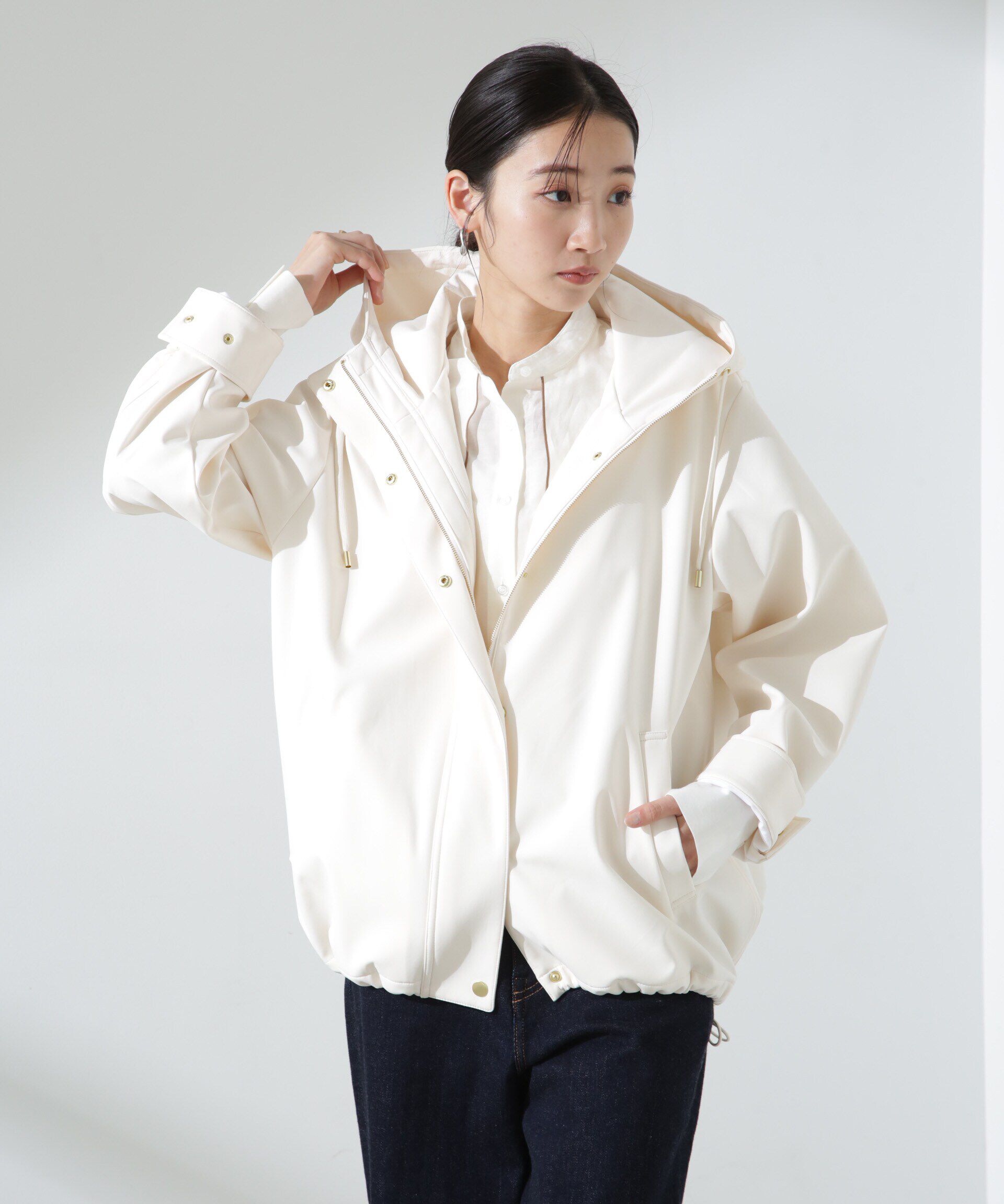 nano･universe「撥水＆花粉ガード フードブルゾン」|ブルゾン・スタジャン|