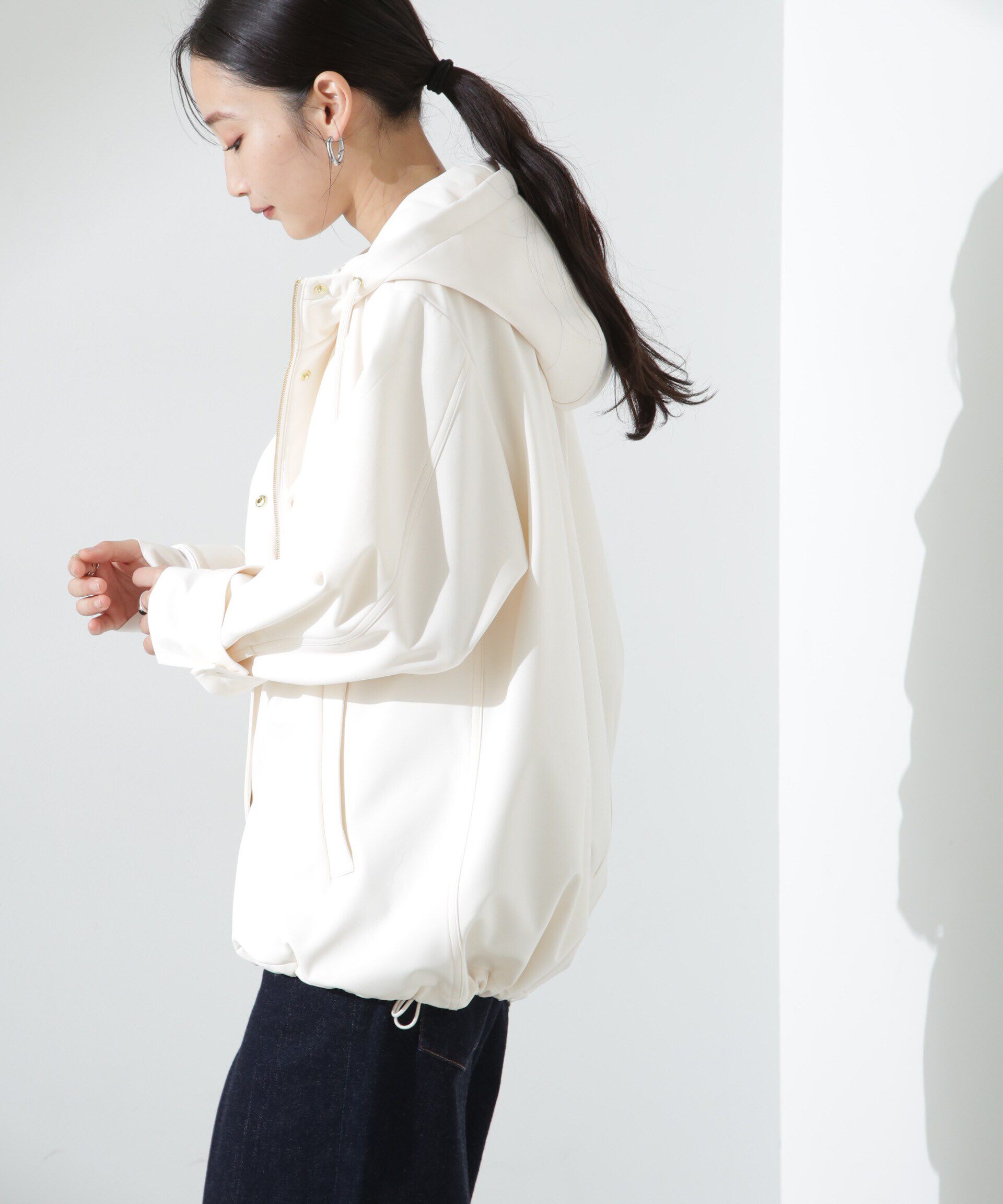 nano･universe「撥水＆花粉ガード フードブルゾン」|ブルゾン・スタジャン|