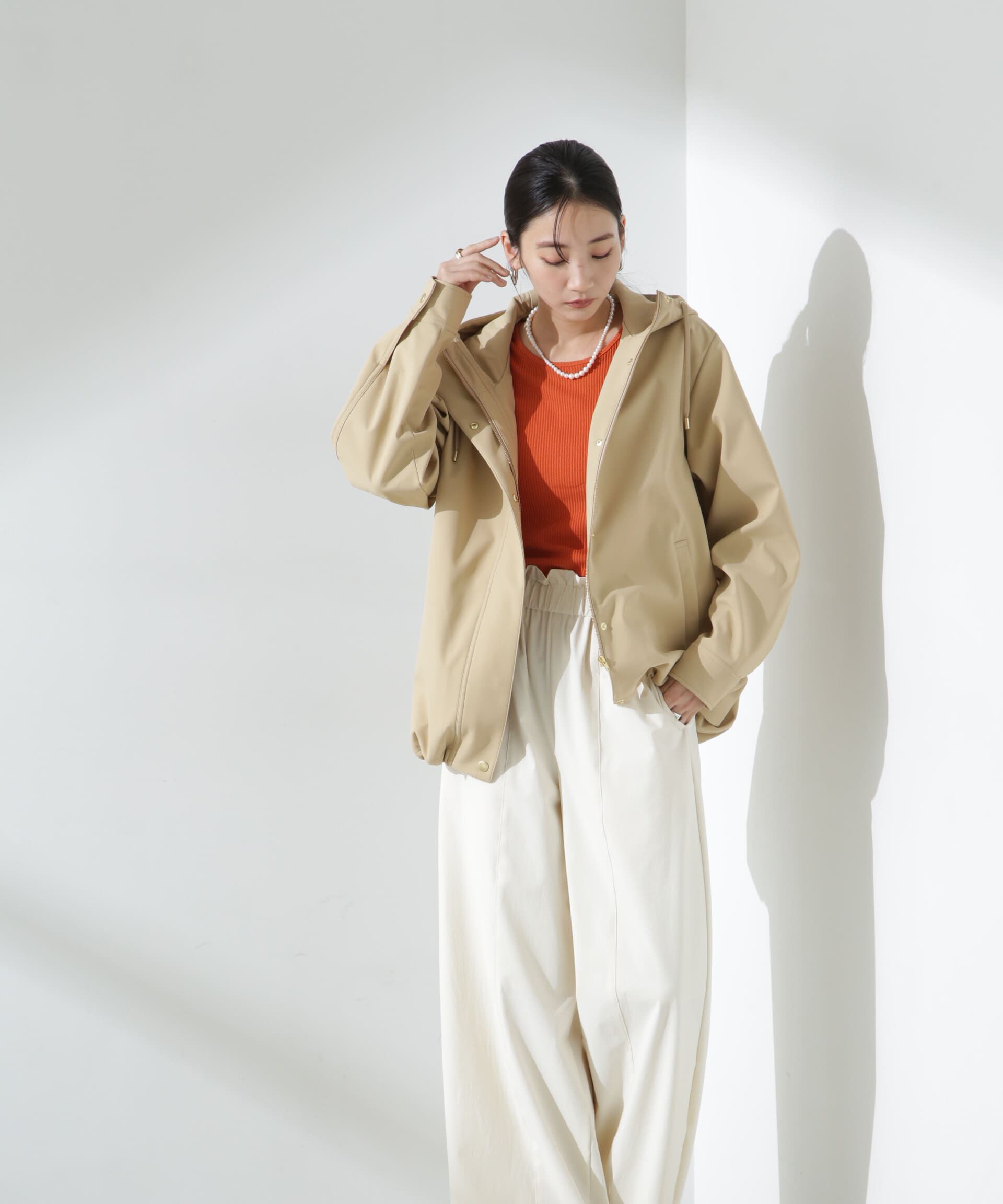 nano･universe「撥水＆花粉ガード フードブルゾン」|ブルゾン・スタジャン|