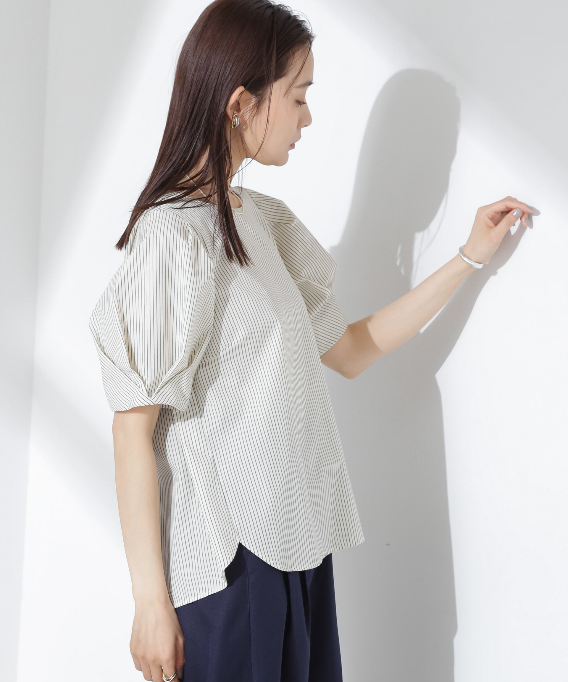 nano･universe「変形スリーブプルオーバーブラウス」|シャツ・ブラウス|