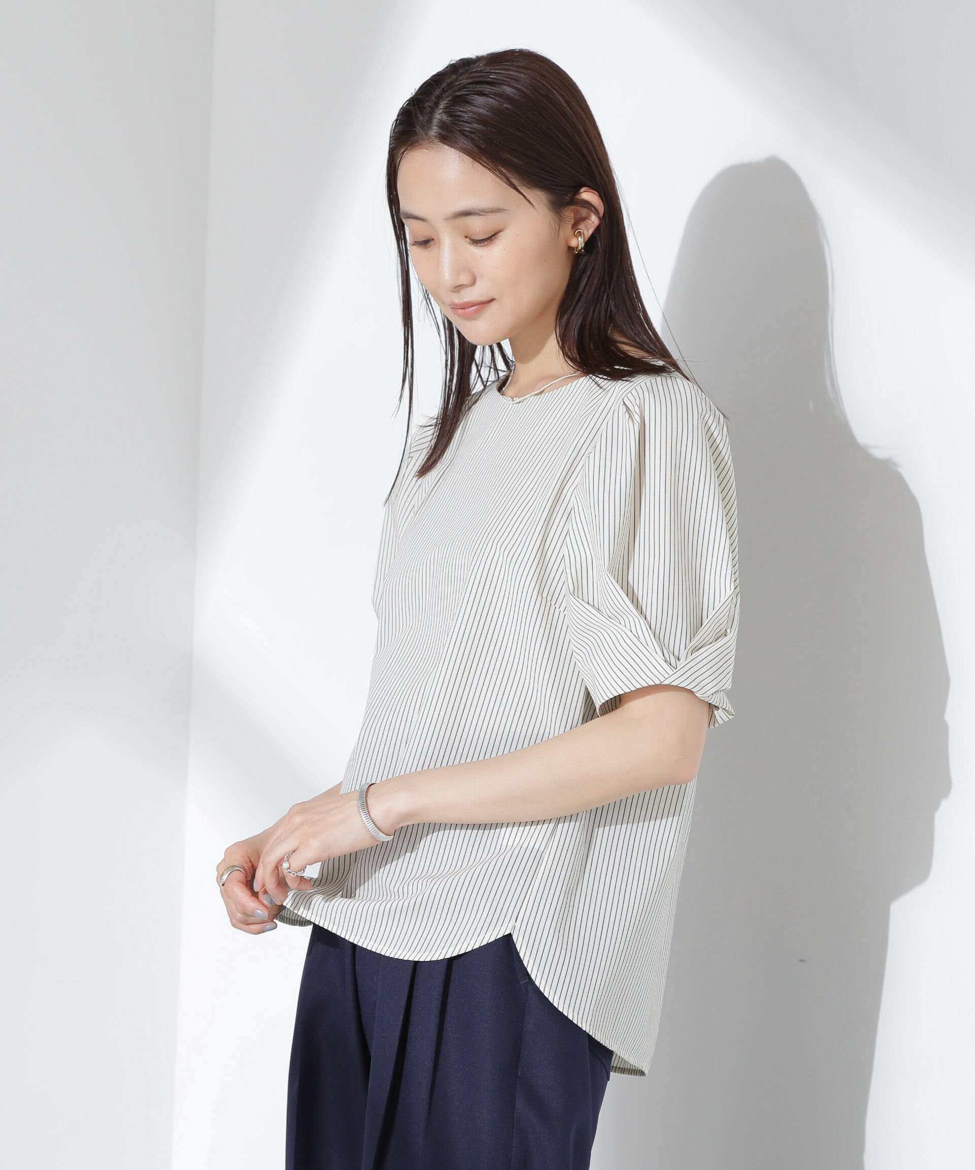 nano･universe「変形スリーブプルオーバーブラウス」|シャツ・ブラウス|