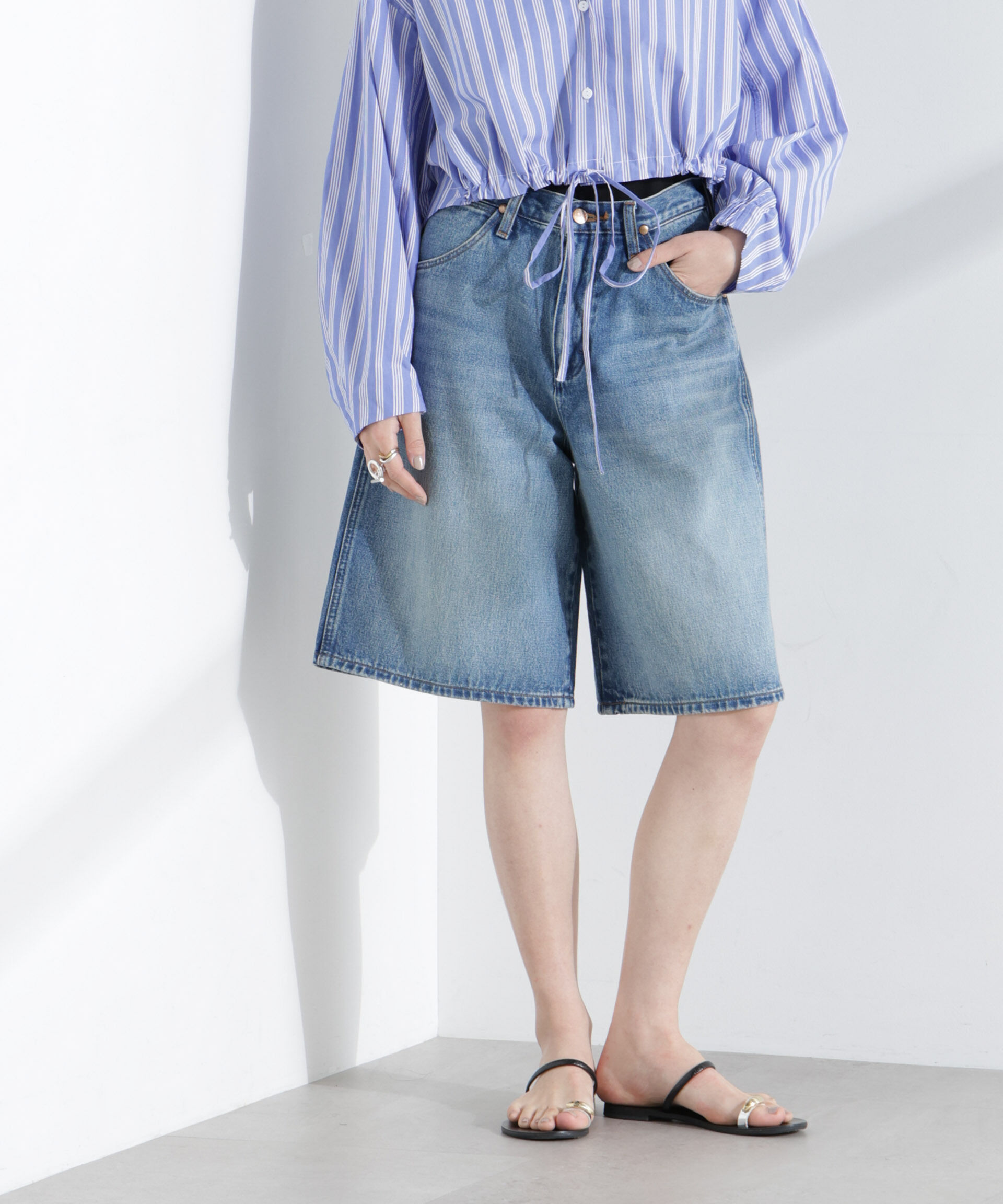 nano･universe「Wrangler/DENIM SHORTS」|チノ|ブルー