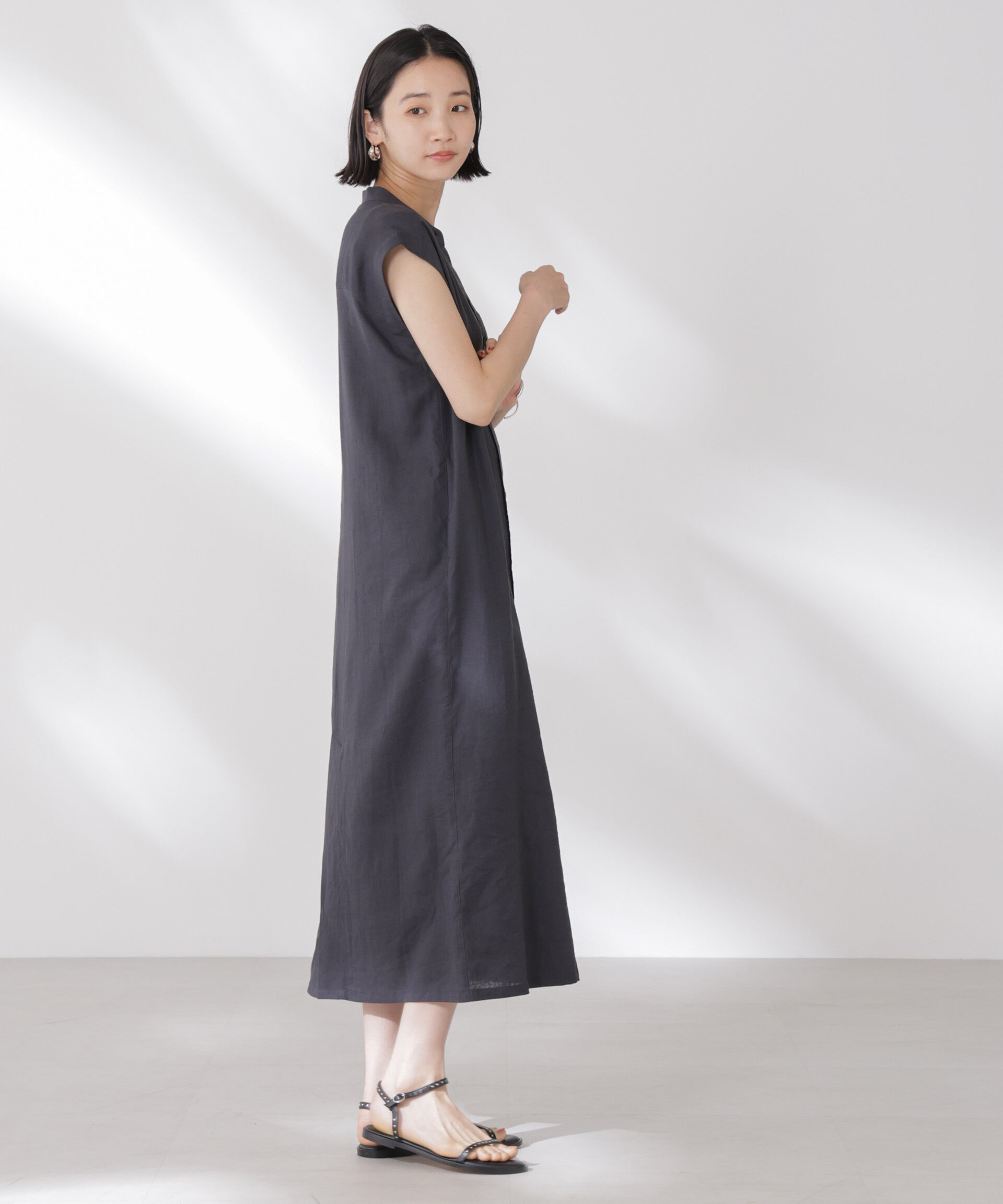 nano･universe「Anti Smell Linen フレンチスリーブワンピース」|ワンピース|
