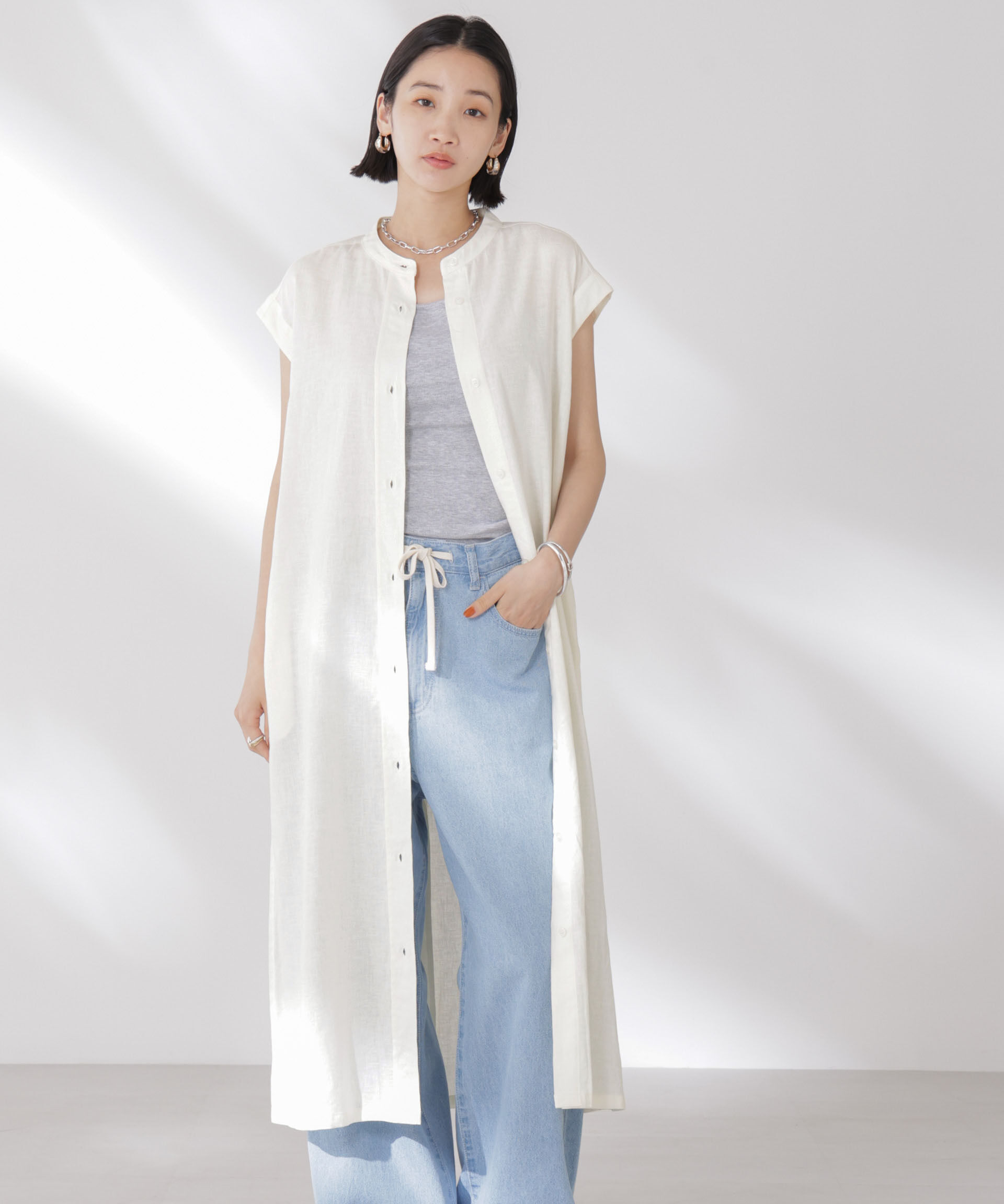 nano･universe「Anti Smell Linen フレンチスリーブワンピース」|ワンピース|