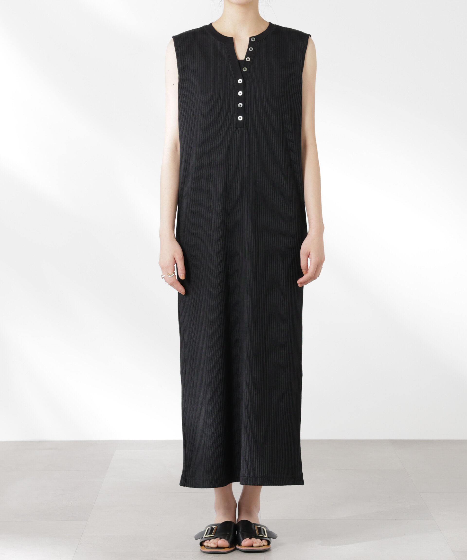 nano･universe「ヘンリーネックドライテレコワンピース」|ワンピース|