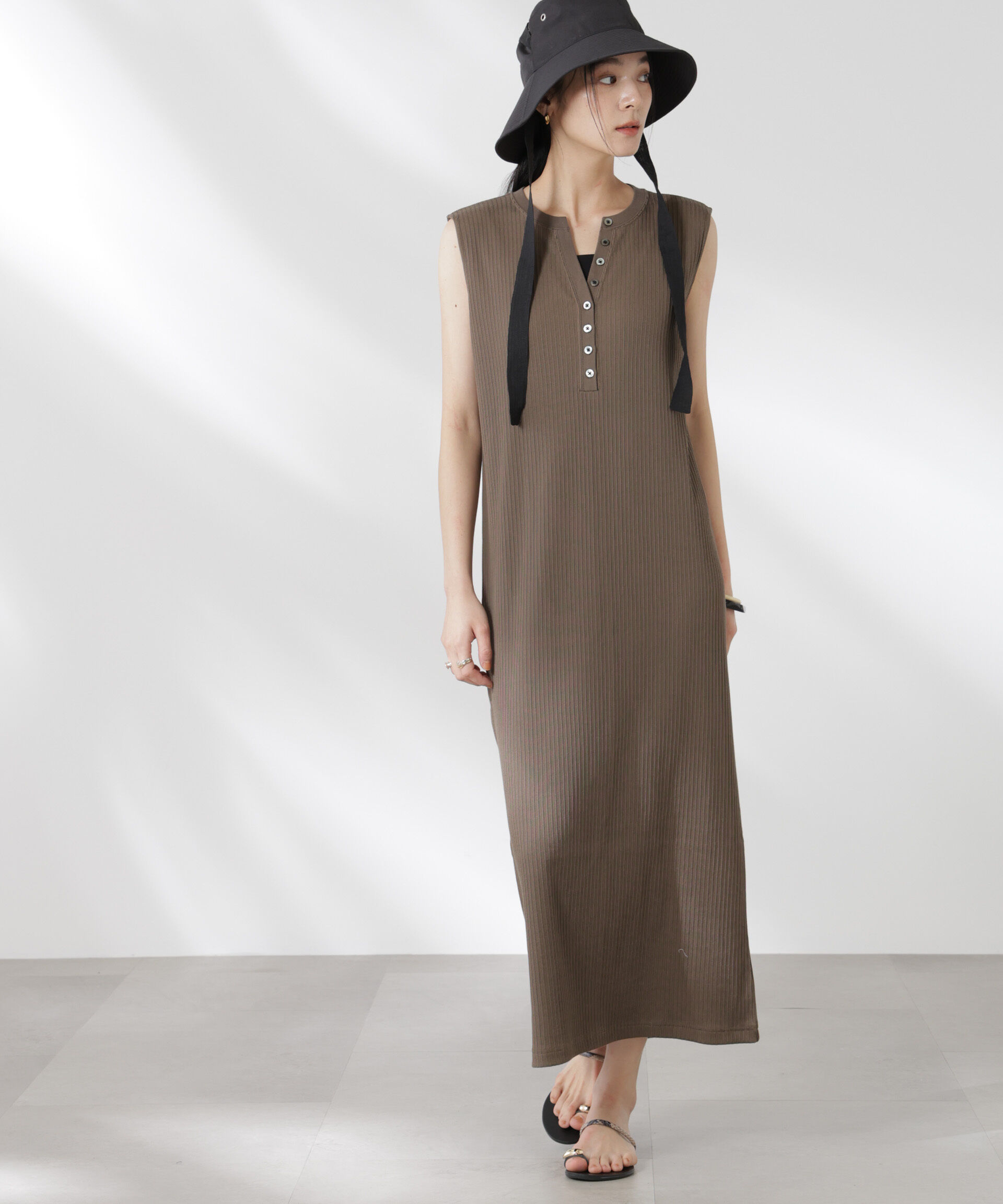 nano･universe「ヘンリーネックドライテレコワンピース」|ワンピース|