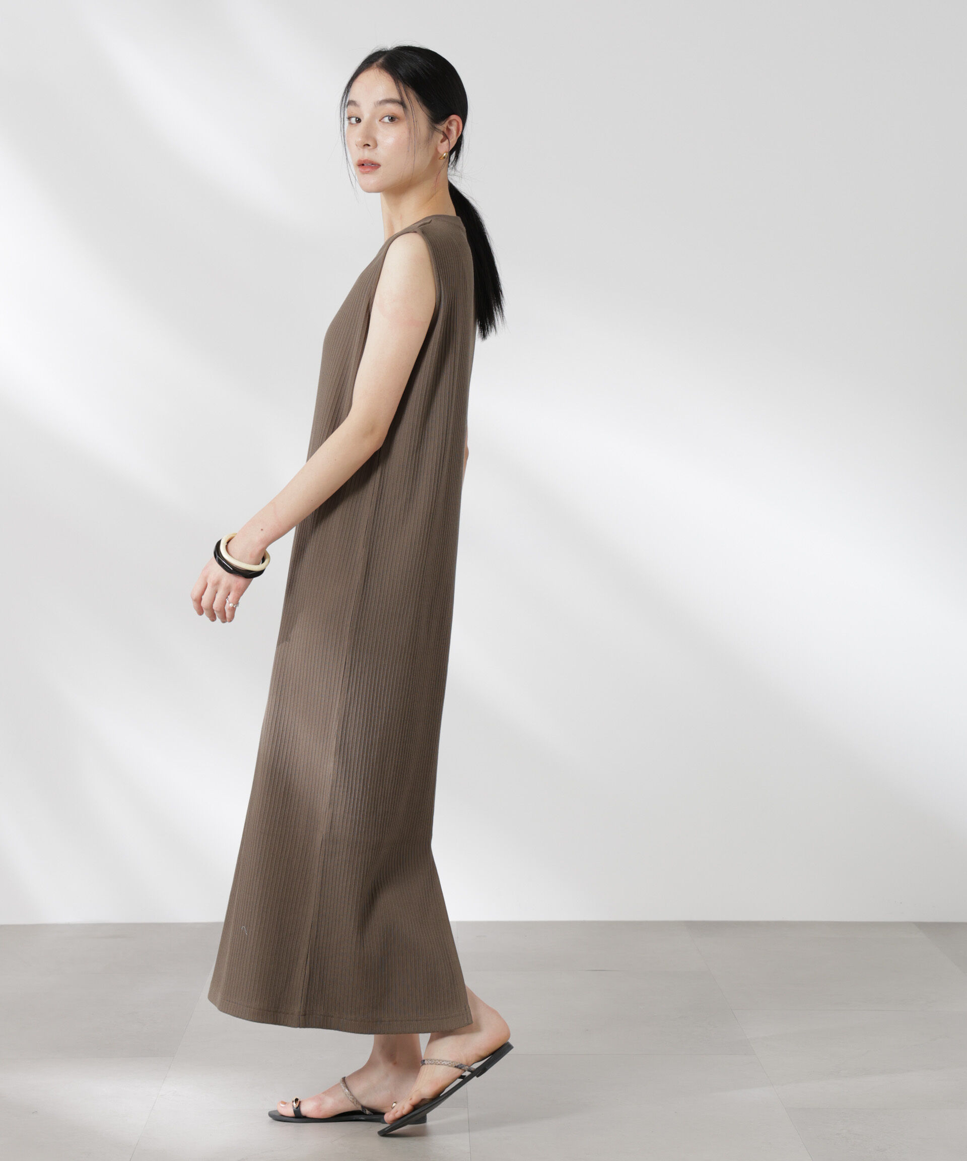 nano･universe「ヘンリーネックドライテレコワンピース」|ワンピース|