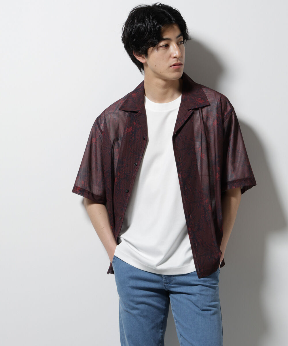 nano･universe「NORMANBROS別注 メッシュプリントシャツ 半袖」|シャツ・ブラウス|