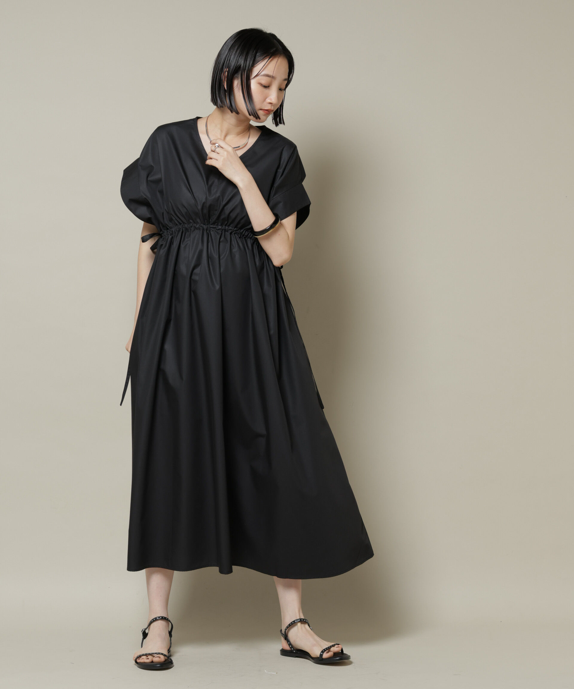 nano･universe「ドロストギャザードルマンワンピース」|ワンピース|ブラック