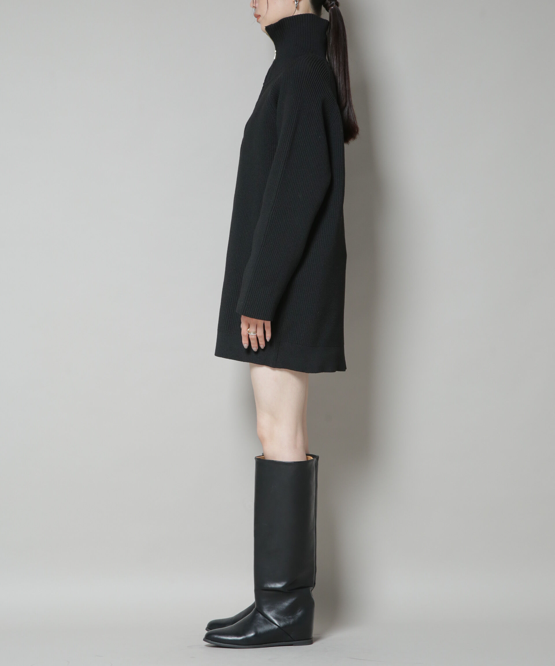 nano･universe「片畦ニットハーフジップミニワンピース」|ワンピース|