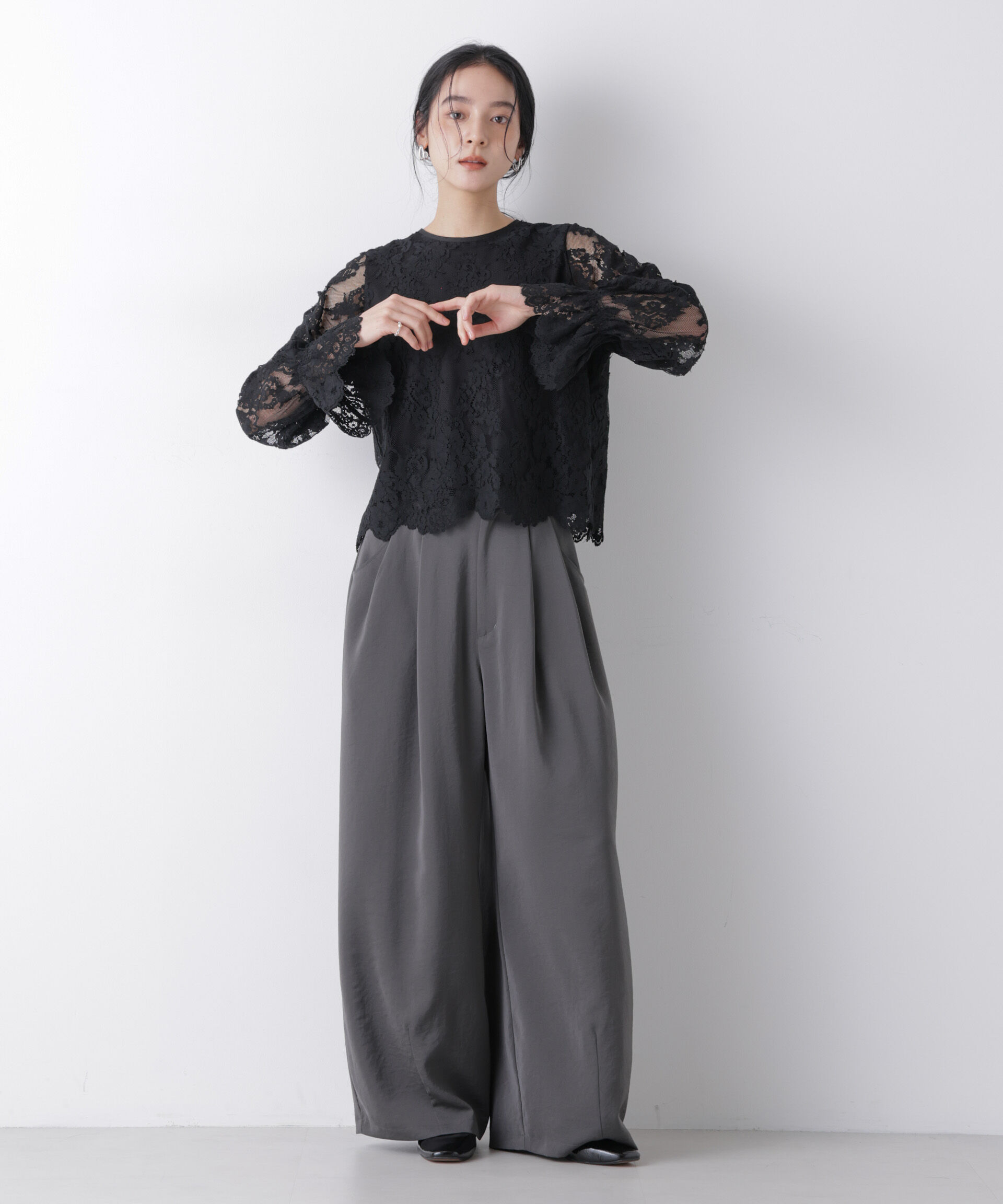 nano･universe「レーススカラップブラウス」|シャツ・ブラウス|