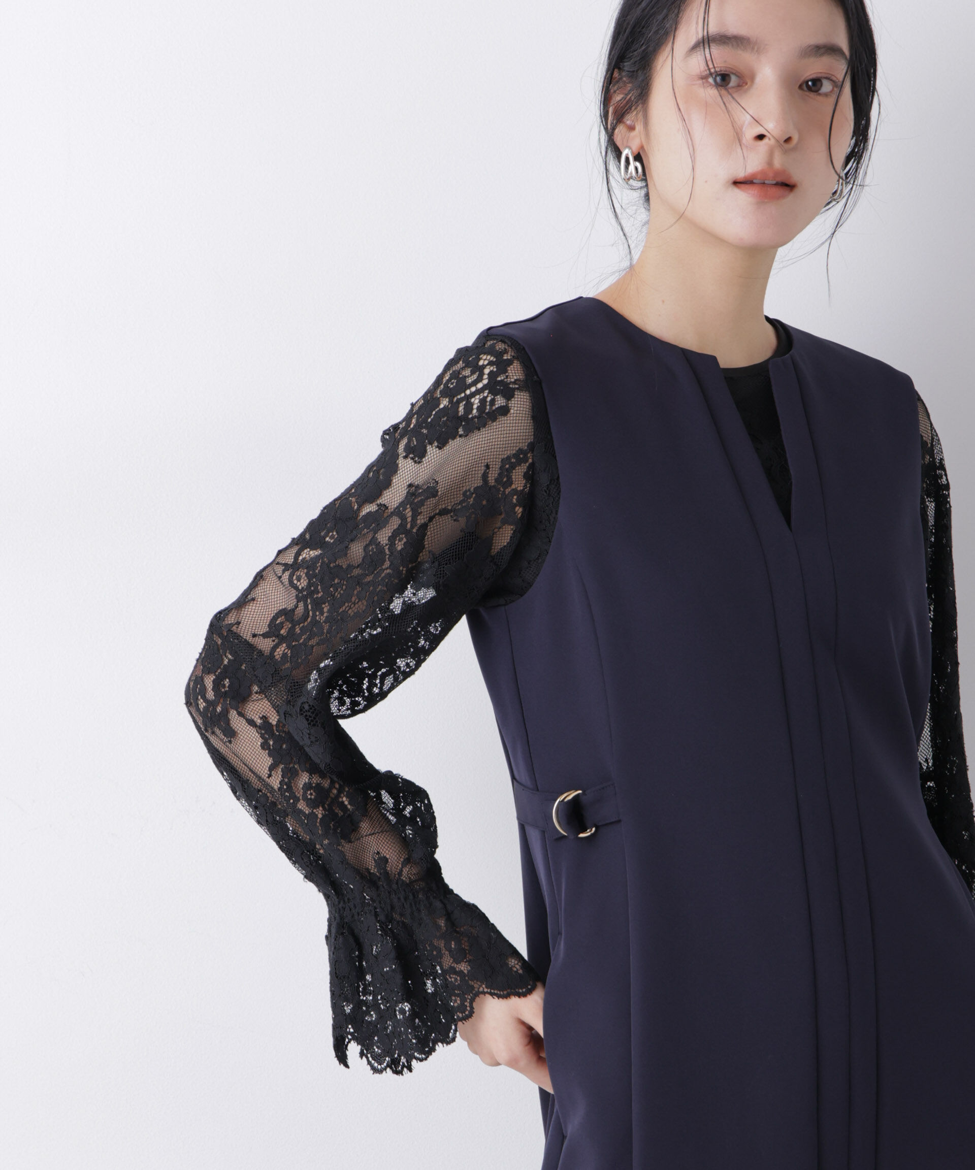 nano･universe「レーススカラップブラウス」|シャツ・ブラウス|