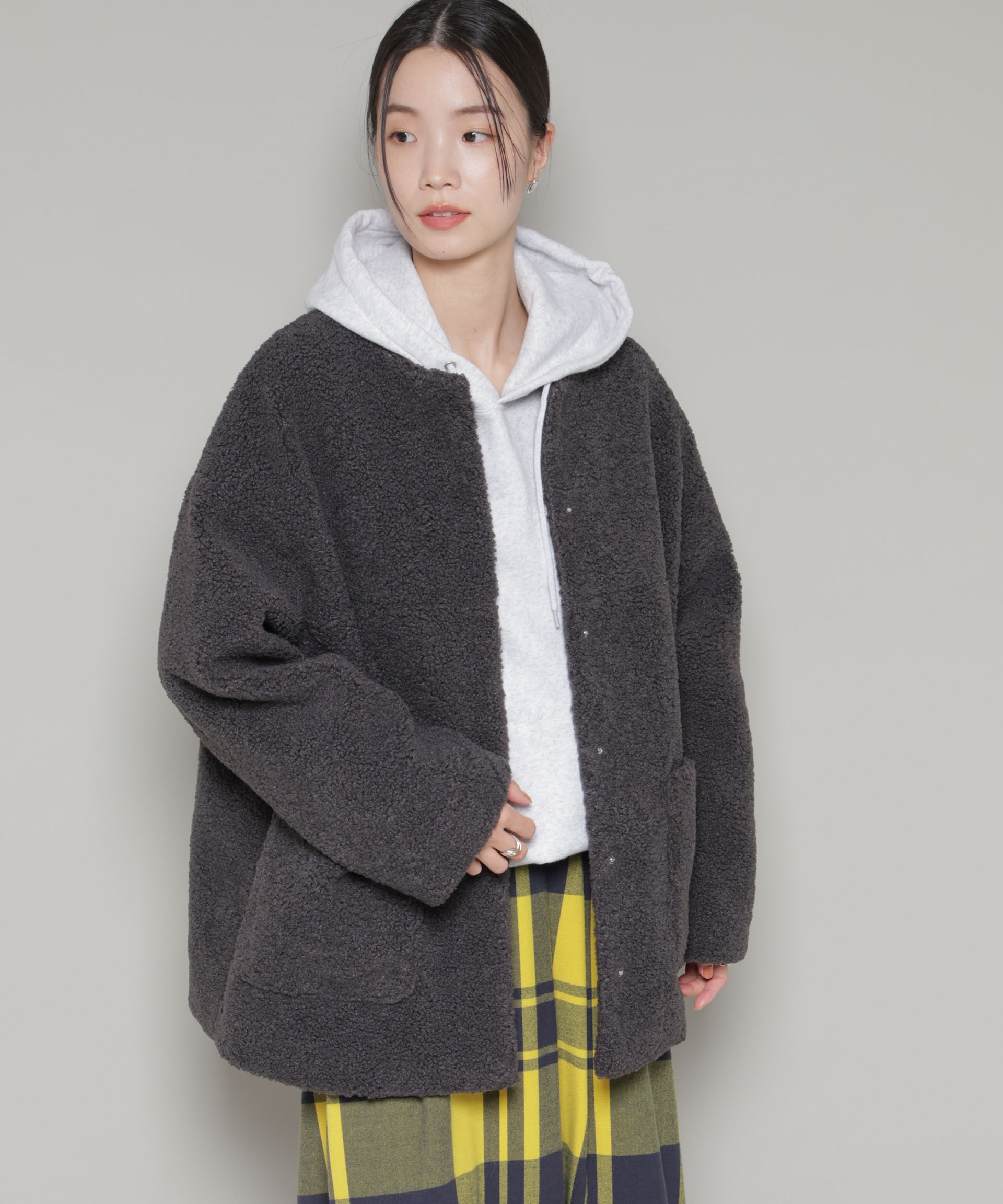 nano･universe「ソフトボアノーカラーミドルコート」|その他|