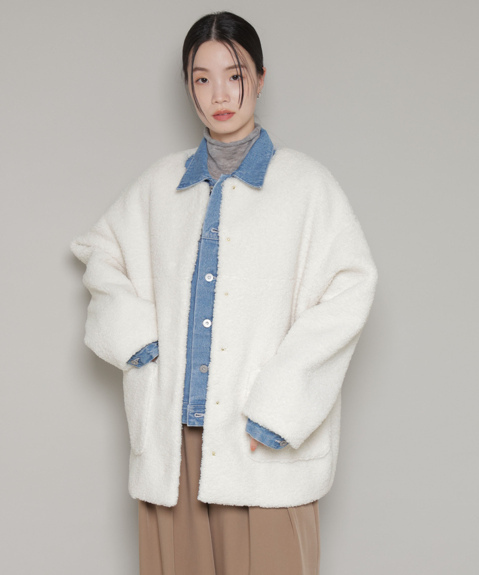 nano･universe「ソフトボアノーカラーミドルコート」|その他|