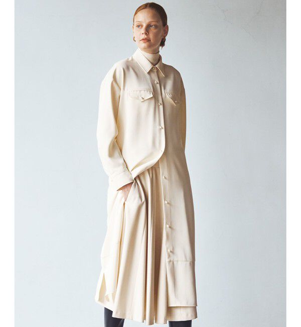 組曲「【サッシュベルト付き】パールボタンシャツワンピース」|ワンピース|アイボリー系