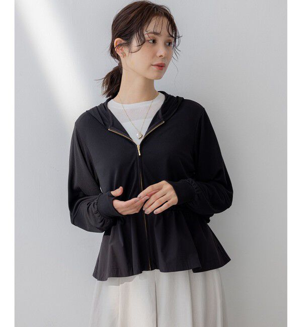 組曲「【WEB限定】ラッシュガード ペプラムパーカー」|パーカー|ブラック系