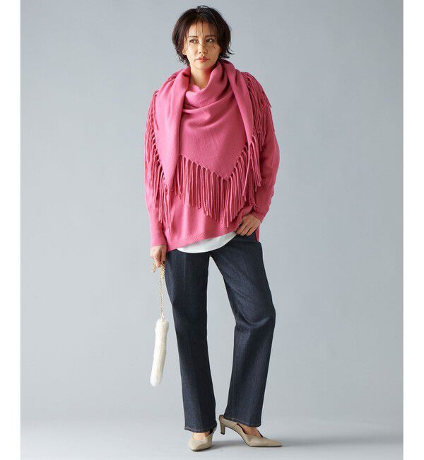 自由区「【洗える】ソフトウールハイゲージポンチョ風 ニット」|ニット・セーター|