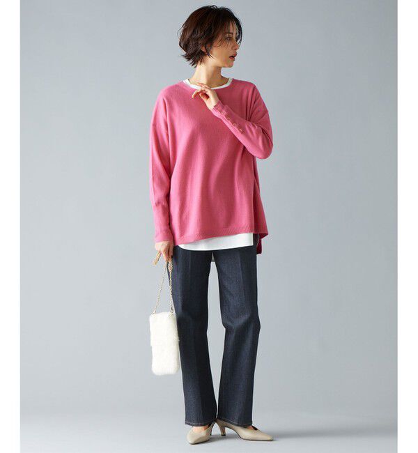 自由区「【洗える】ソフトウールハイゲージポンチョ風 ニット」|ニット・セーター|