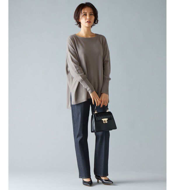 自由区「【洗える】ソフトウールハイゲージポンチョ風 ニット」|ニット・セーター|