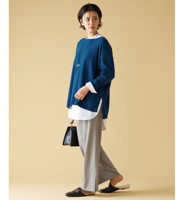 自由区「【洗える】ソフトウールハイゲージポンチョ風 ニット」|ニット・セーター|