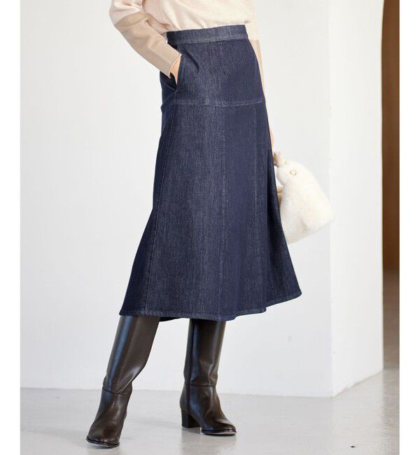 自由区「【洗える】ウスカルデニム スカート」|スカート|インディゴ